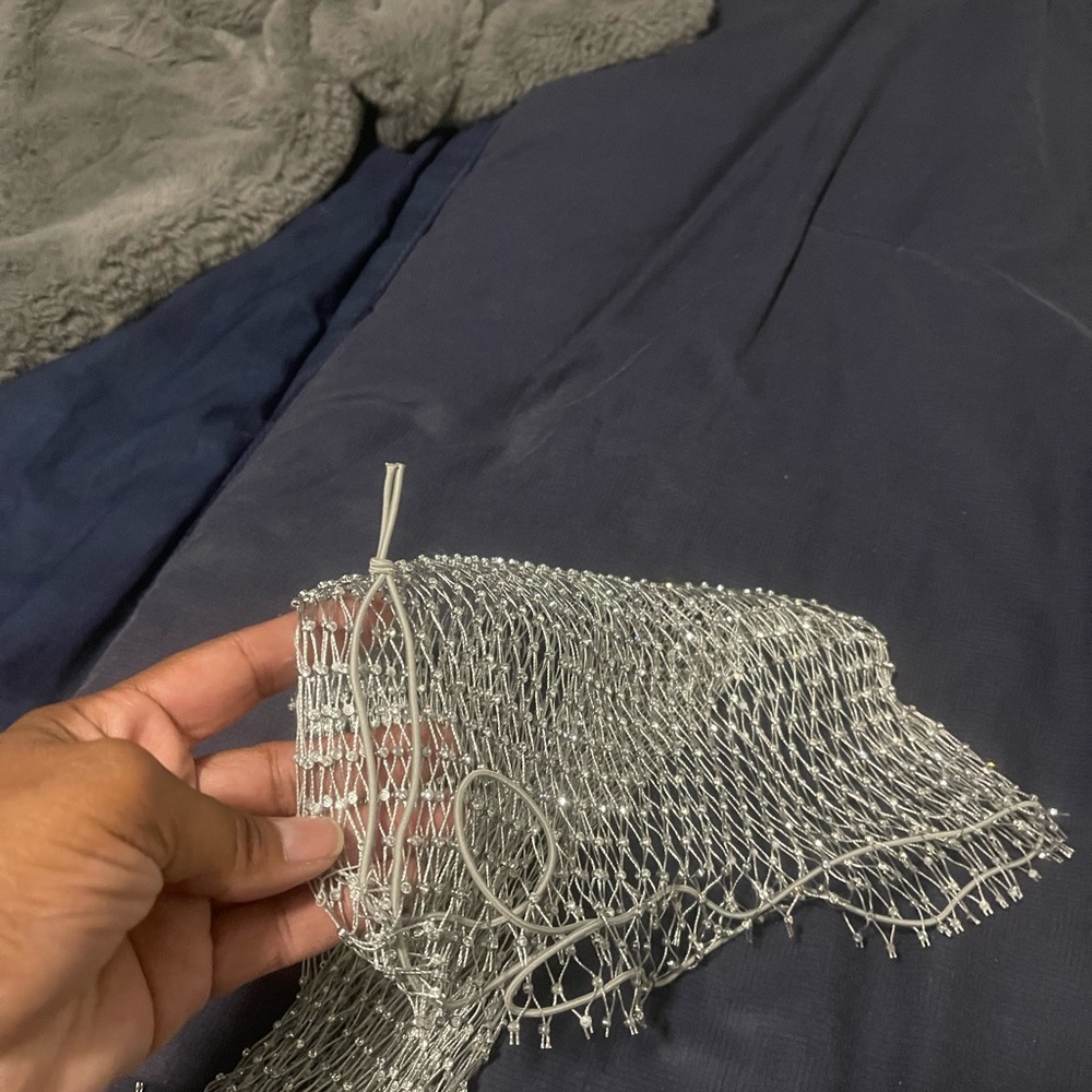 Silver Mesh Women Swim Coverup